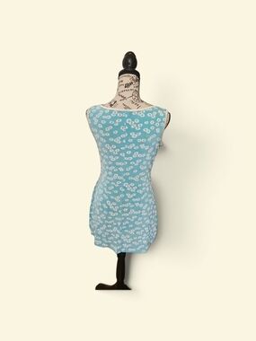 Blue Floral Mini Dress - Sleeveless Summer Dress